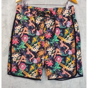 Black Rifle Coffee Company Swim Trunk Shorts Men 32x8 Floral Hawaiian Girls